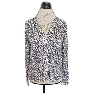 Loft Womens Cardigan Sweater Button Down Animal Print Zebra Cotton  Size Medium